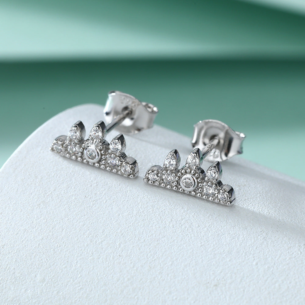 Zircon Crown Silver Studs Earrings for Women