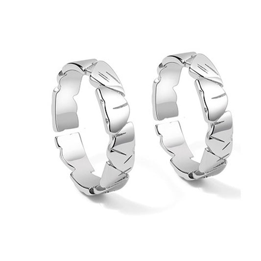 Stone Shape Silver Couple Ring