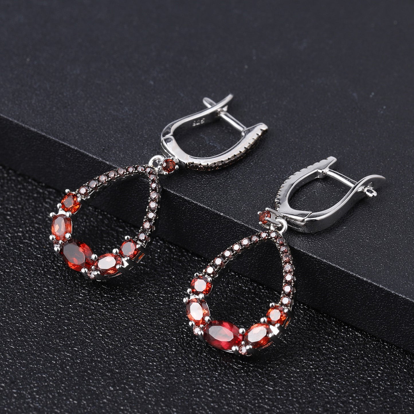 Natural Colourful Gemstones Silver Drop Earrings for Women