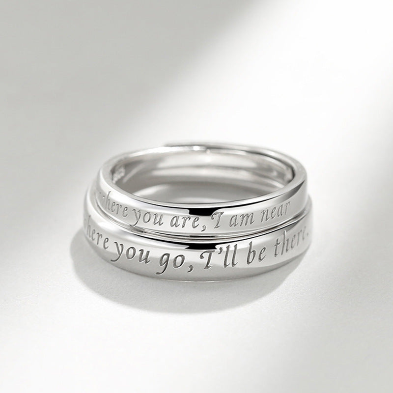 Letter Silver Couple Ring for Women