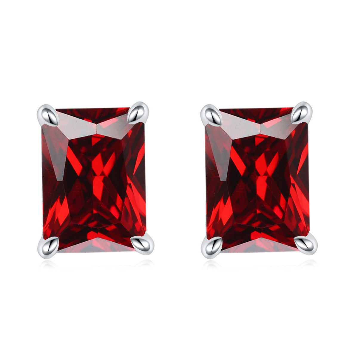 Rectangle Zircon Silver Studs Earrings for Women