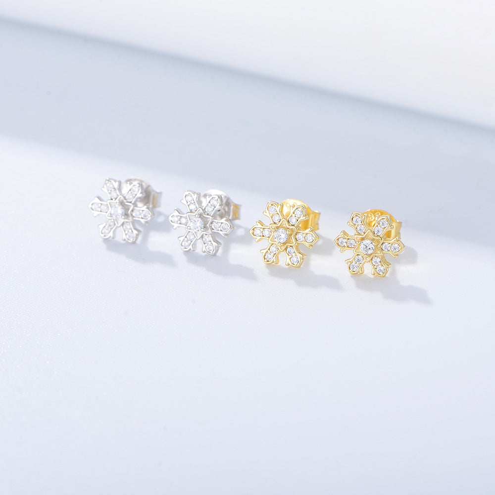 Zircon Snowflake Series Silver Studs Earrings for Women