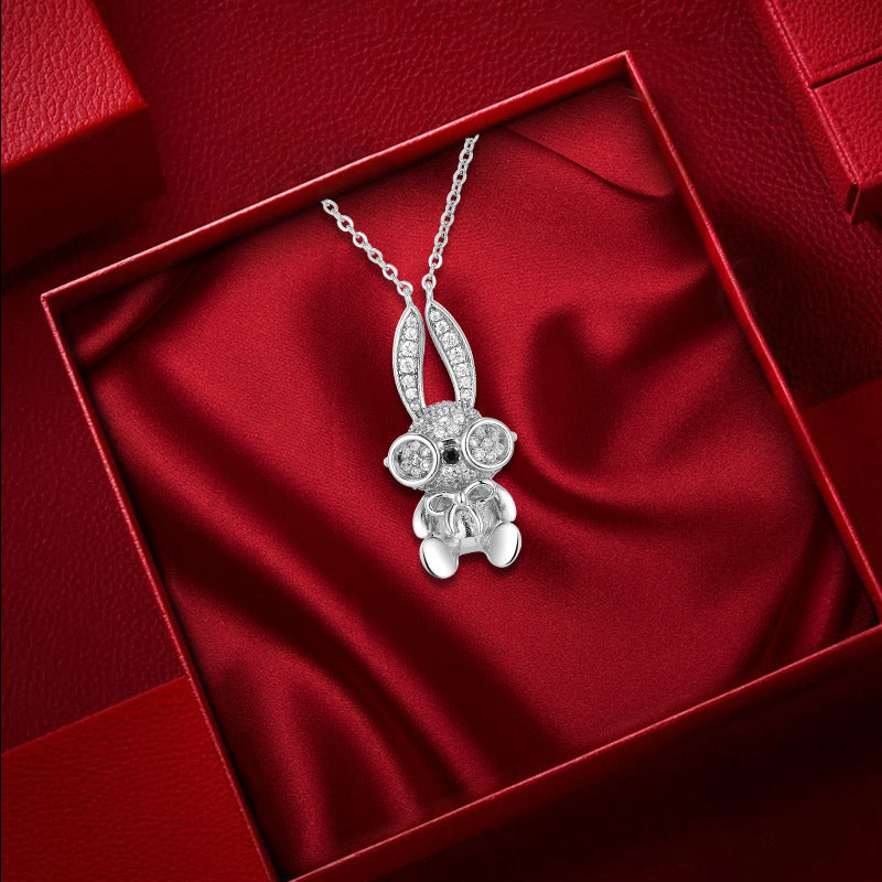 Zircon Bunny  Silver Necklace for Women