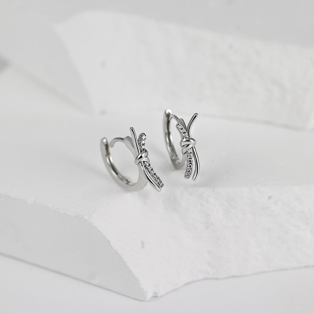 Rope Knot Silver Studs Earrings for Women