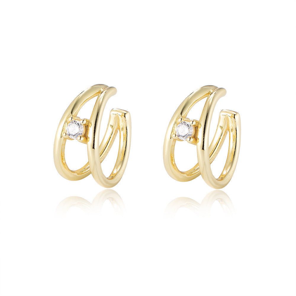 Single Zircon Silver Earbone Clip Earrings for Women