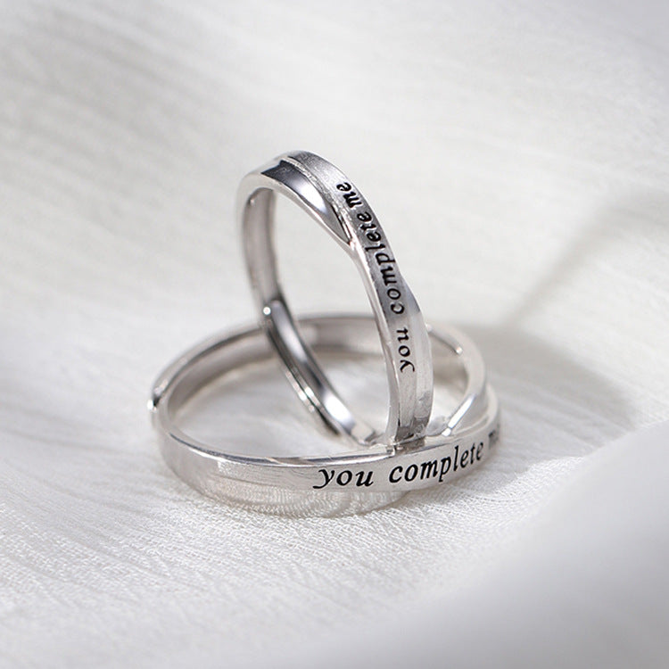 You Complete Me Silver Couple Ring