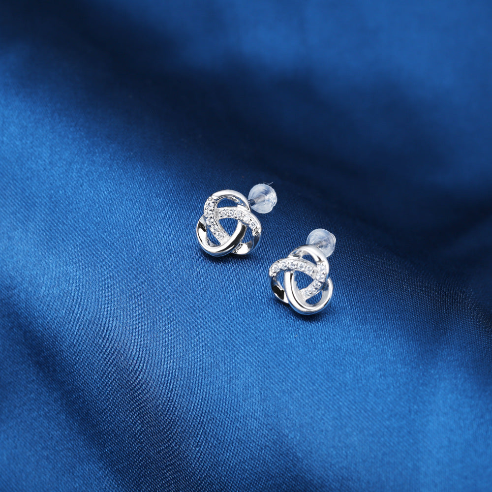 Zircon Clover Silver Studs Earrings for Women