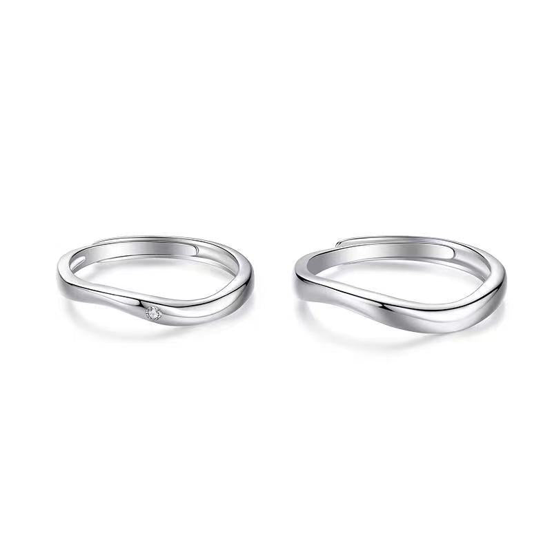 Irregular Silver Couple Rings for Women