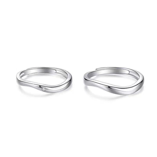 Irregular Silver Couple Rings for Women