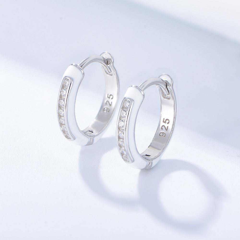 Colour with Zircon Silver Hoop Earrings