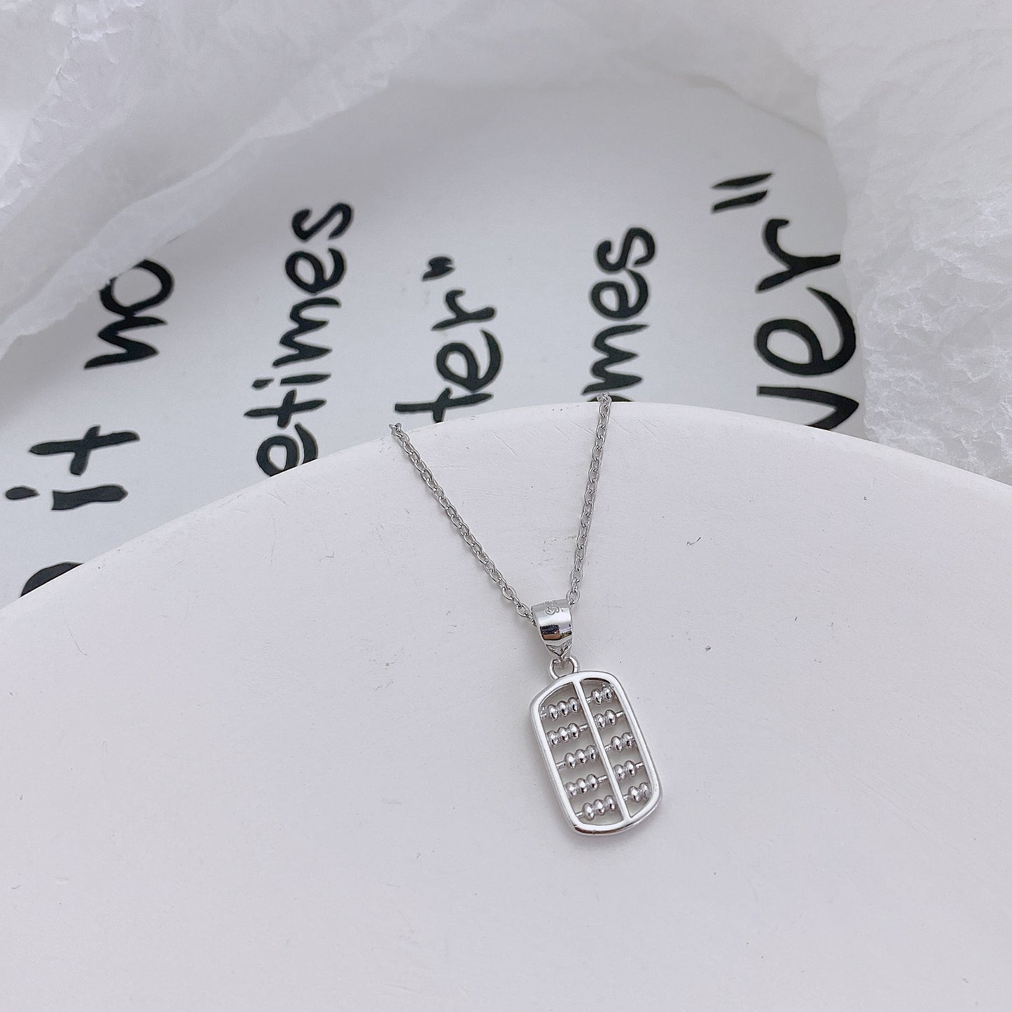 Small Abacus Pendant Silver Necklace for Women