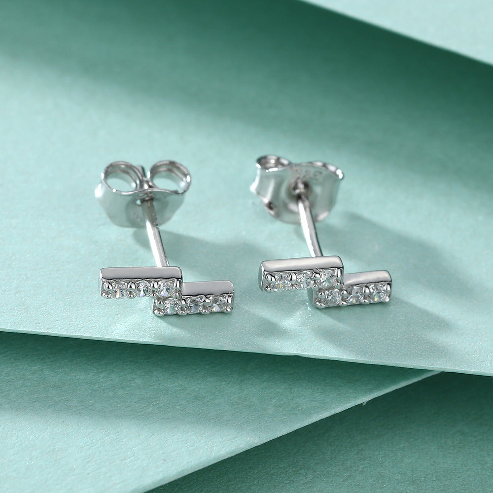 Zircon Z Letter Silver Studs Earrings for Women