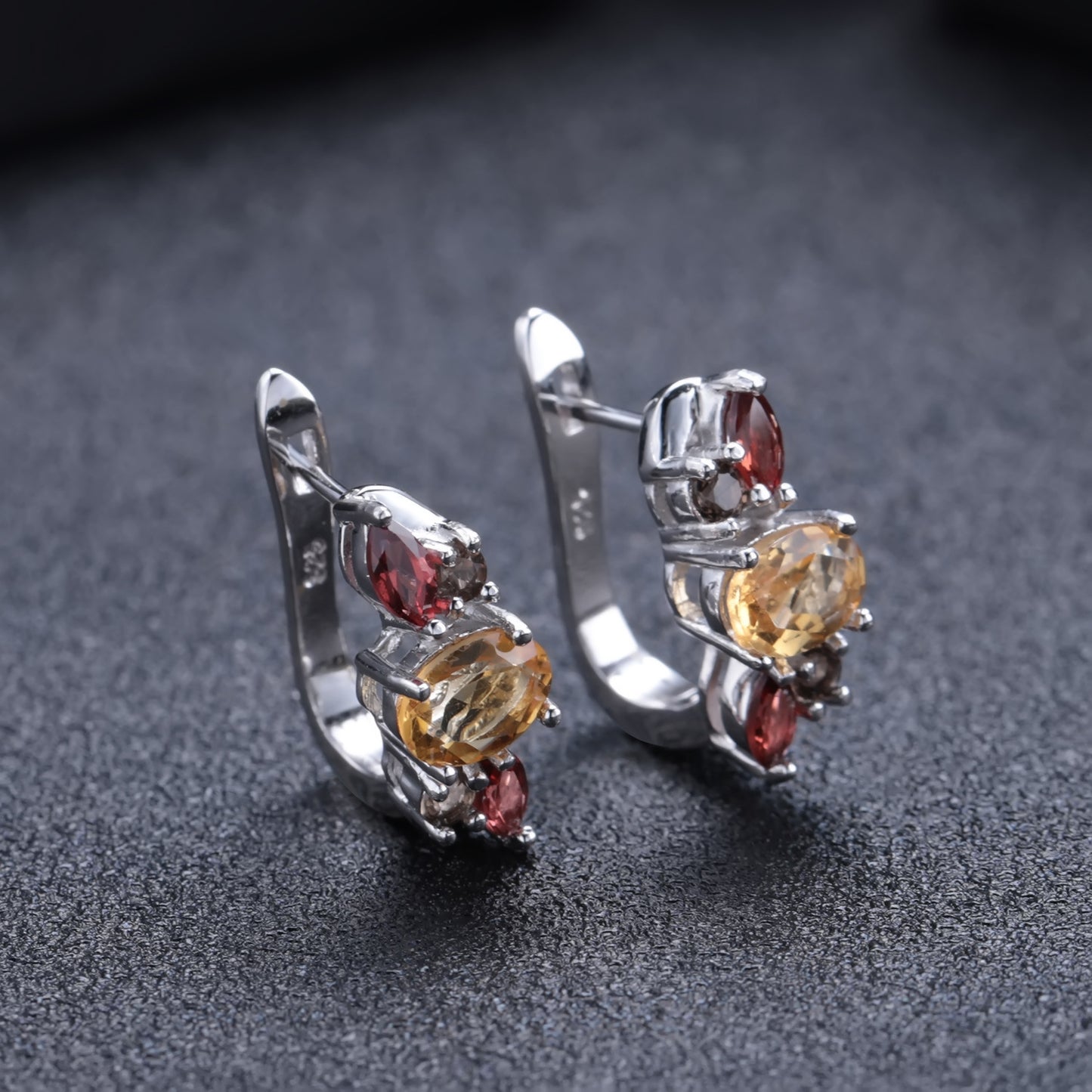 European Natural Colourful Gemstones Silver Studs Earrings for WomenEuropean Natural Colourful Gemstones Silver Studs Earrings for Women