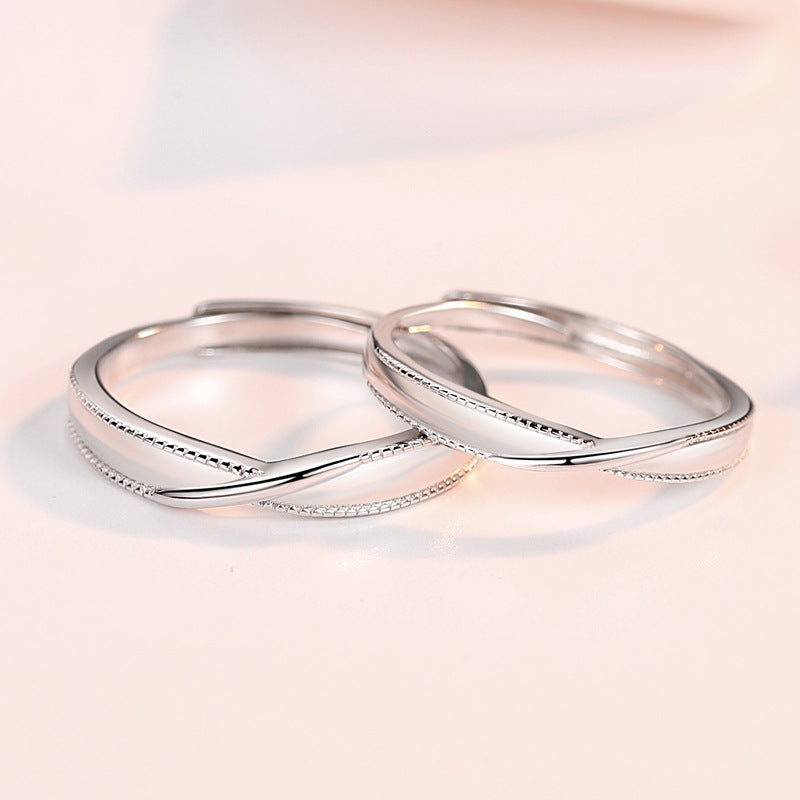 Interwoven Love Silver Couple Ring for Women