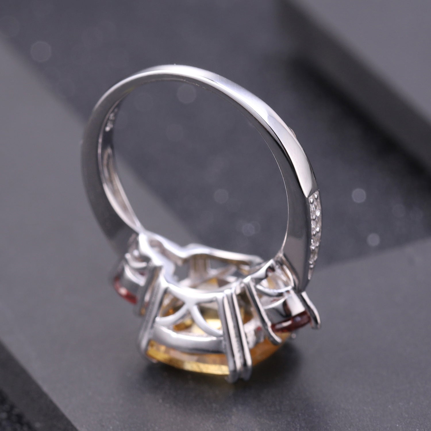 Natural Crystal Square Silver Ring for Women