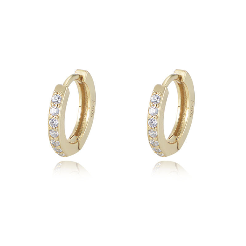 Single-row Zircon Circle Silver Studs Earrings for Women