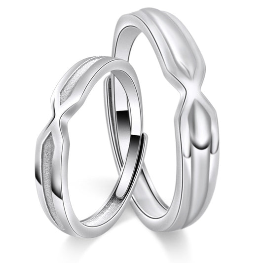 X Cross Silver Couple Ring