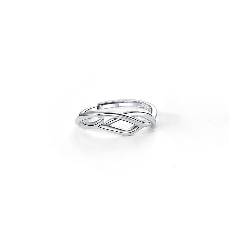 Acacia Rattan Silver Couple Ring for Women