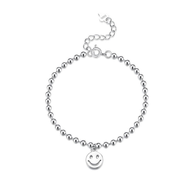 Smiley Face Beading Silver Bracelet for Women