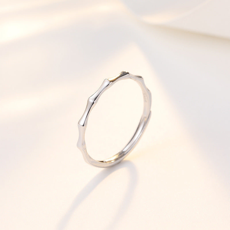 Half Circle Bamboo Silver Ring for Women