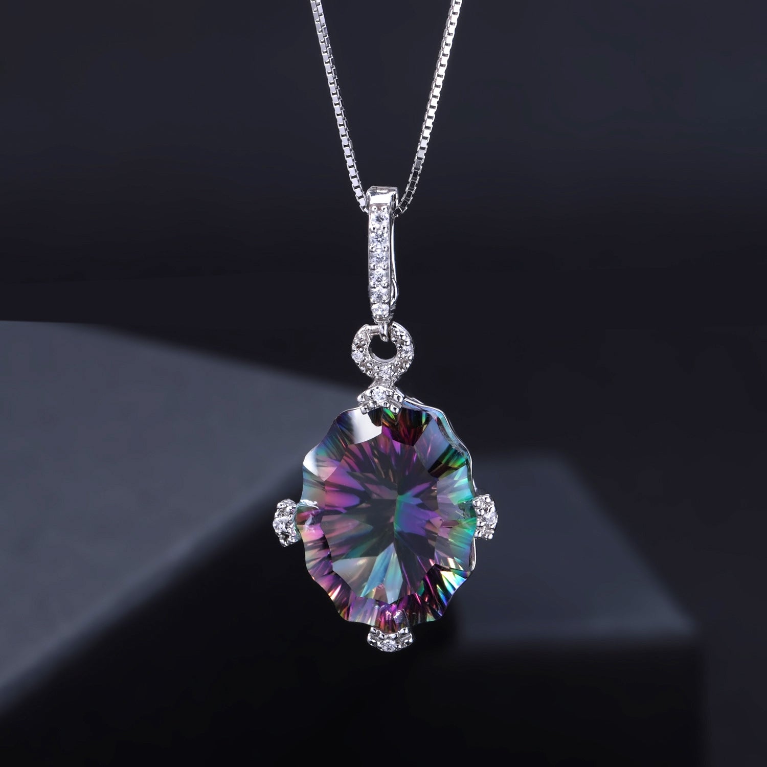 Crystal Pendant Silver Necklace for Women