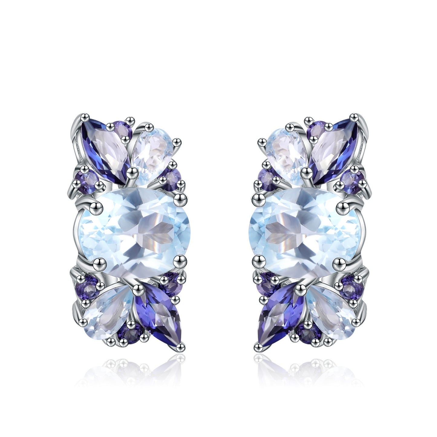 Natural Topaz Special Rectangel Silver Studs Earrings for Women