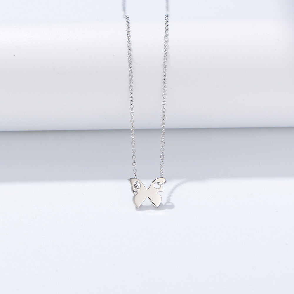 Fresh Temperament Butterfly Sterling Silver Collarbone Necklace for Women