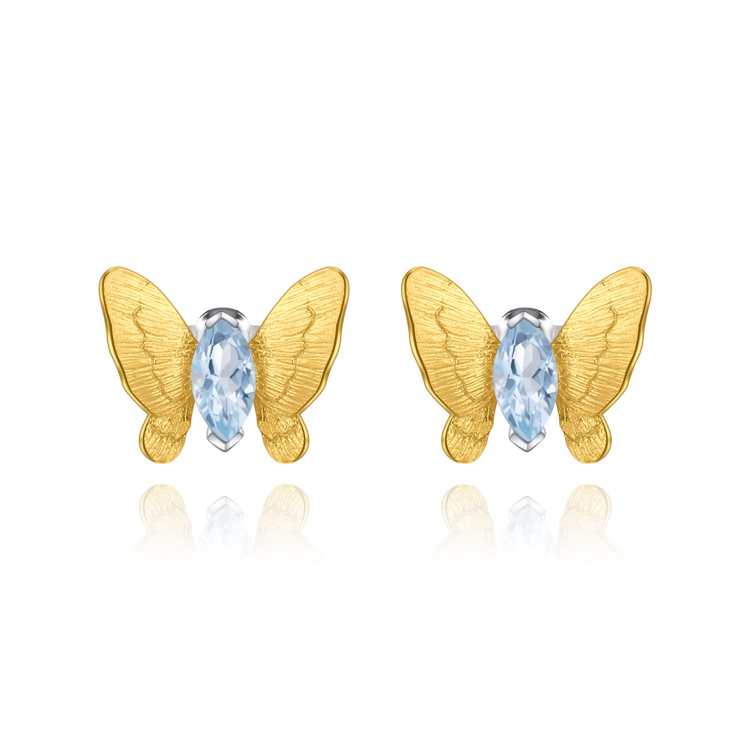 Butterfly Gold Plated Silver Studs Earrings for Women