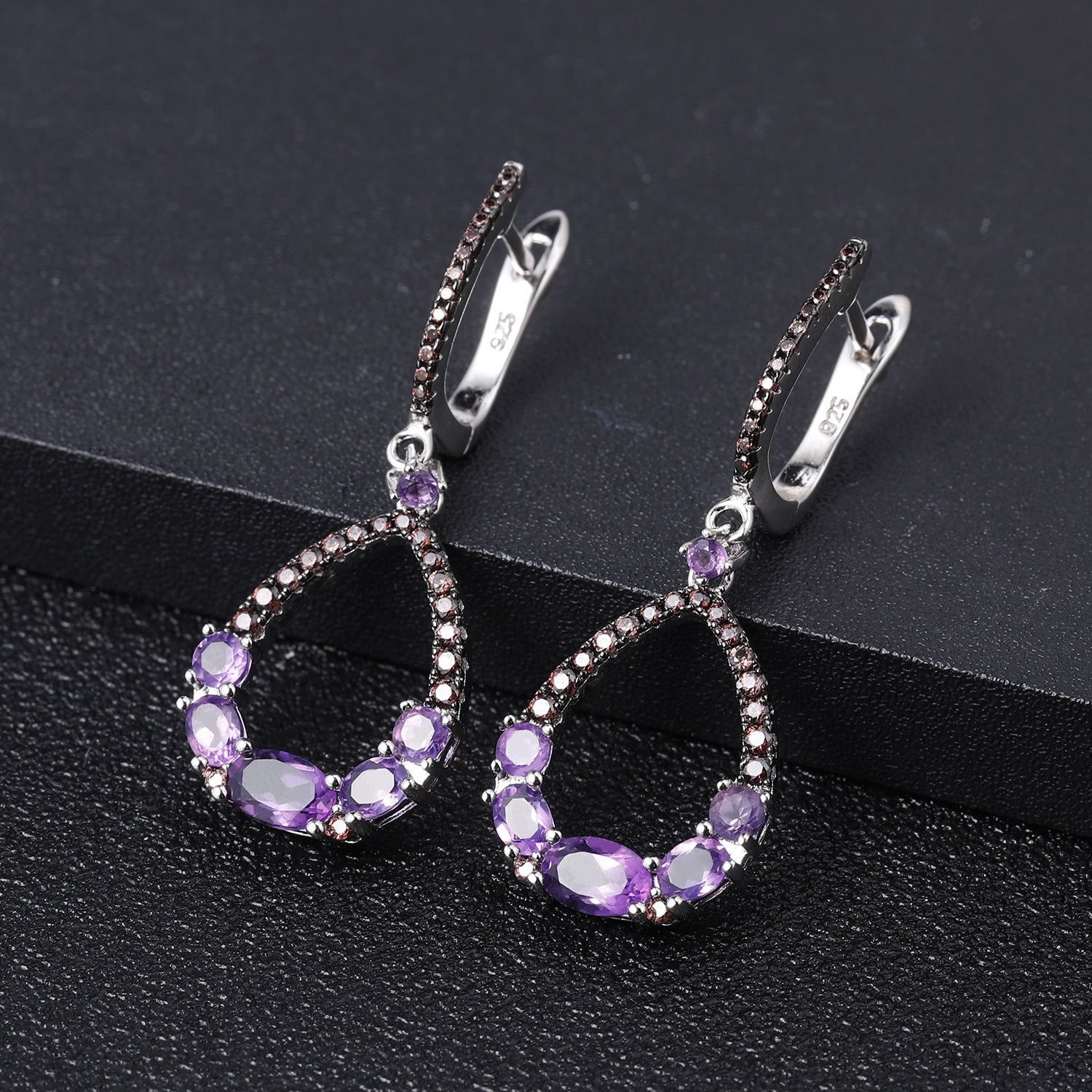 Natural Colourful Gemstones Silver Drop Earrings for Women