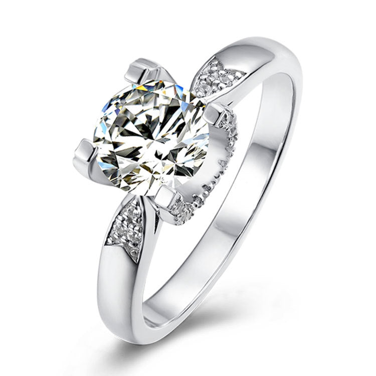 Stylish Oxhead Prong1.0 Carat Moissanite Engagement Ring