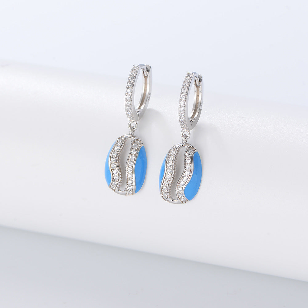 Oval shape with Zircon Silver Drop Earrings for Women