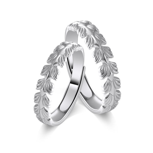 Wheatear Leaf Silver Couple Ring