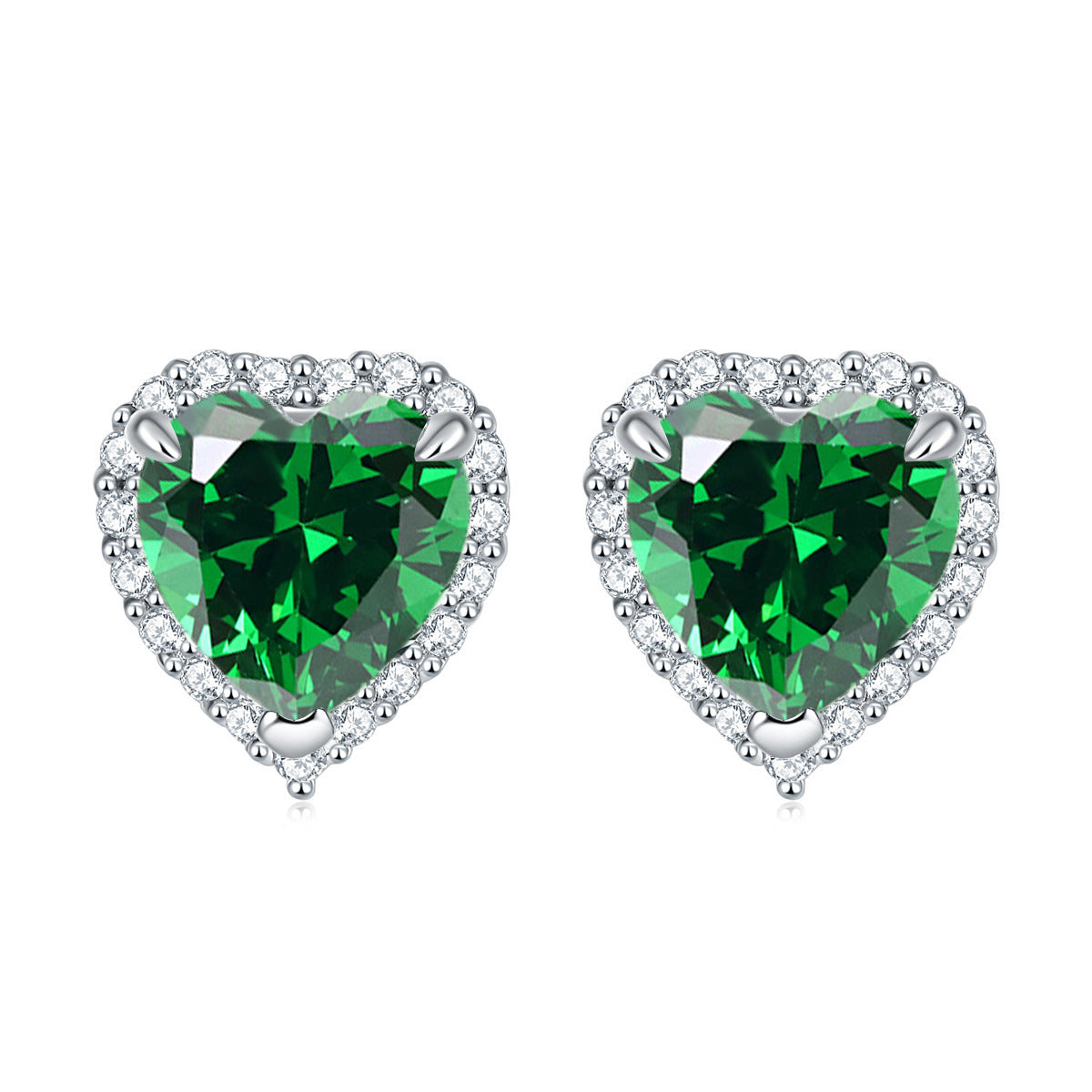 Halo Heart Zircon Stud Earrings