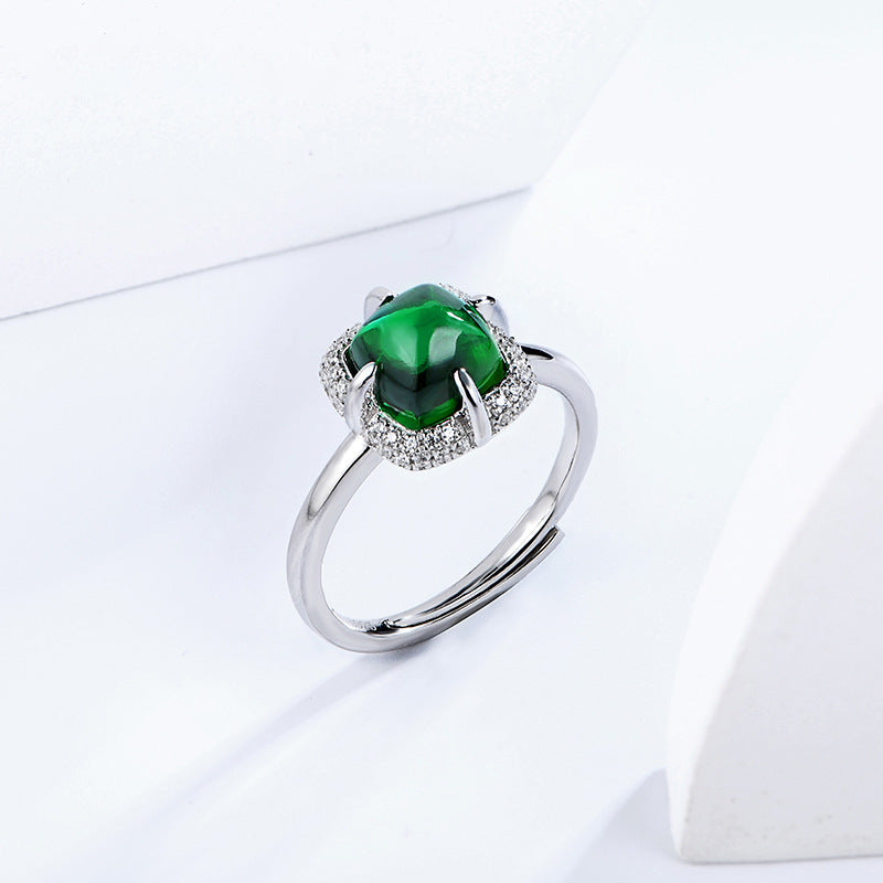 2.4Carat Square Lab Created Emerald Opening Ring