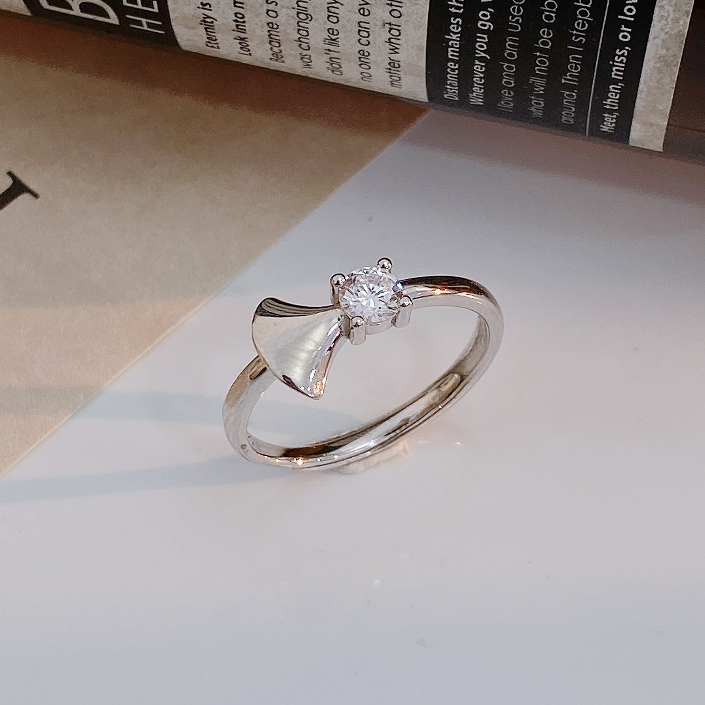 Small Trumpet with Zircon Silver Ring