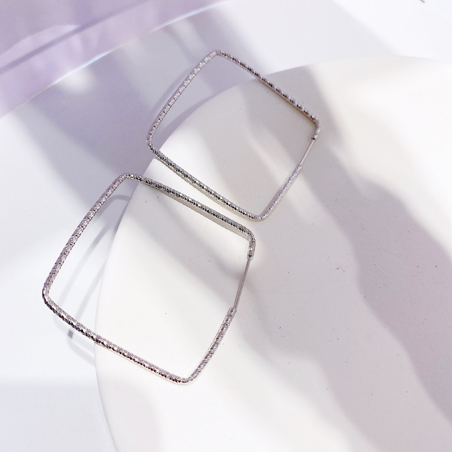 Big Square Silver Hoop Earrings for Women