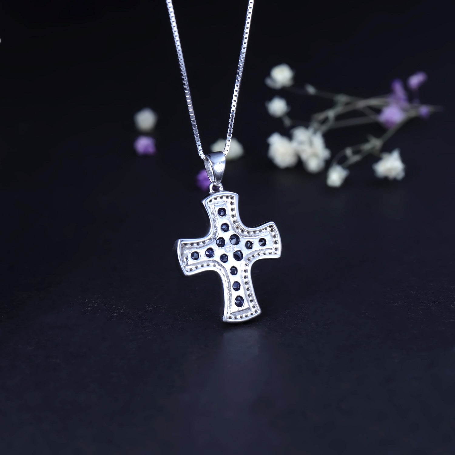 European INS Style Design Cross Guardian Pendant Silver Necklace for Women