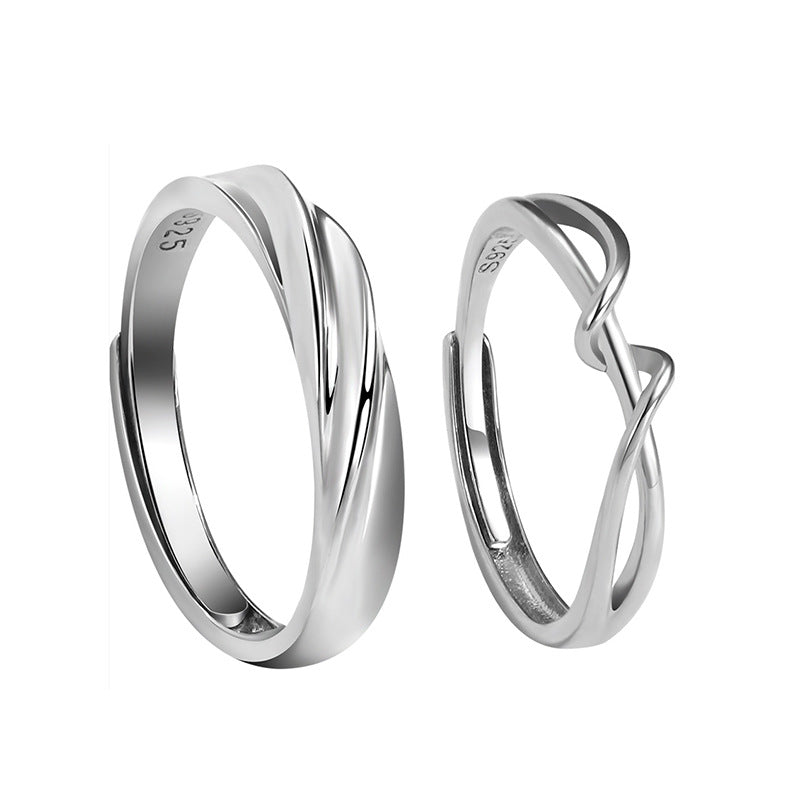 Spiral Silver Couple Ring