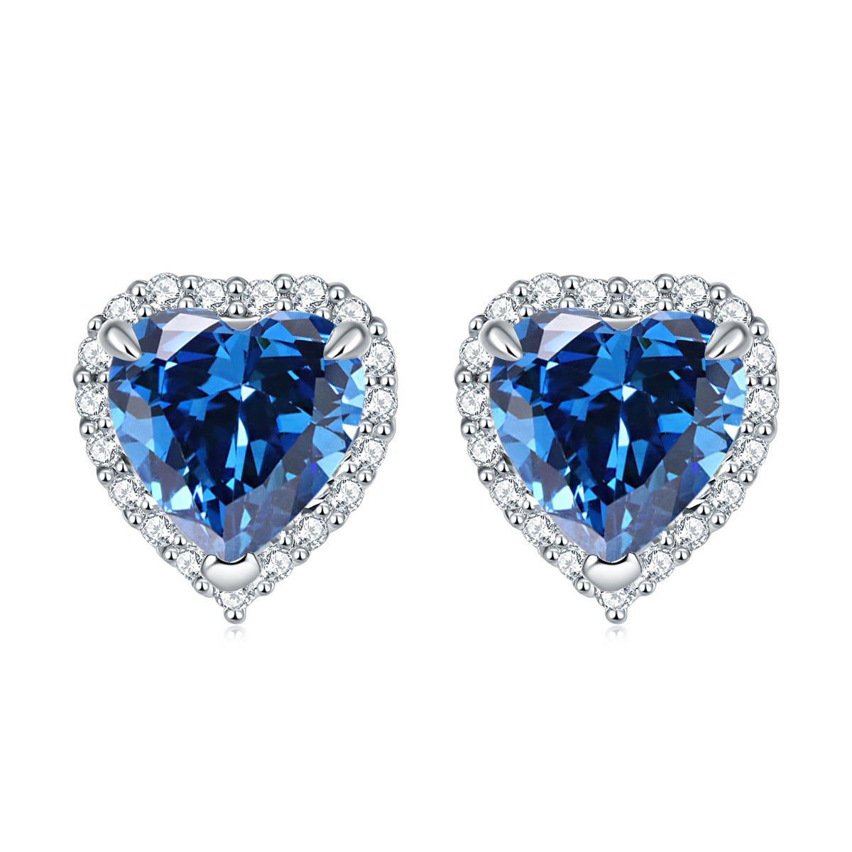 Halo Heart Zircon Stud Earrings