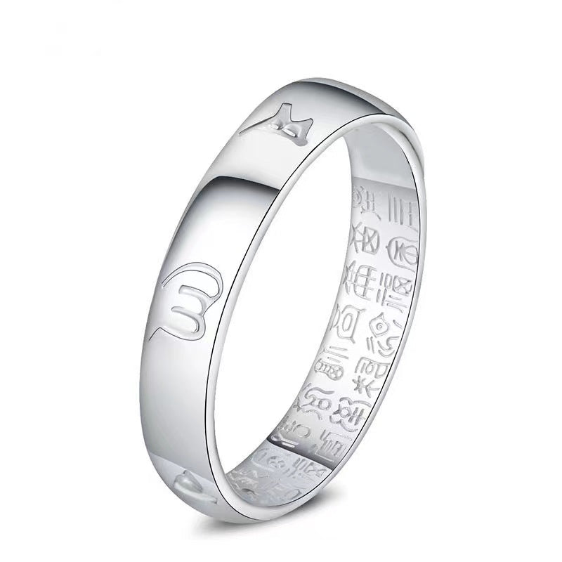 Character Pattern Silver Ring for Women