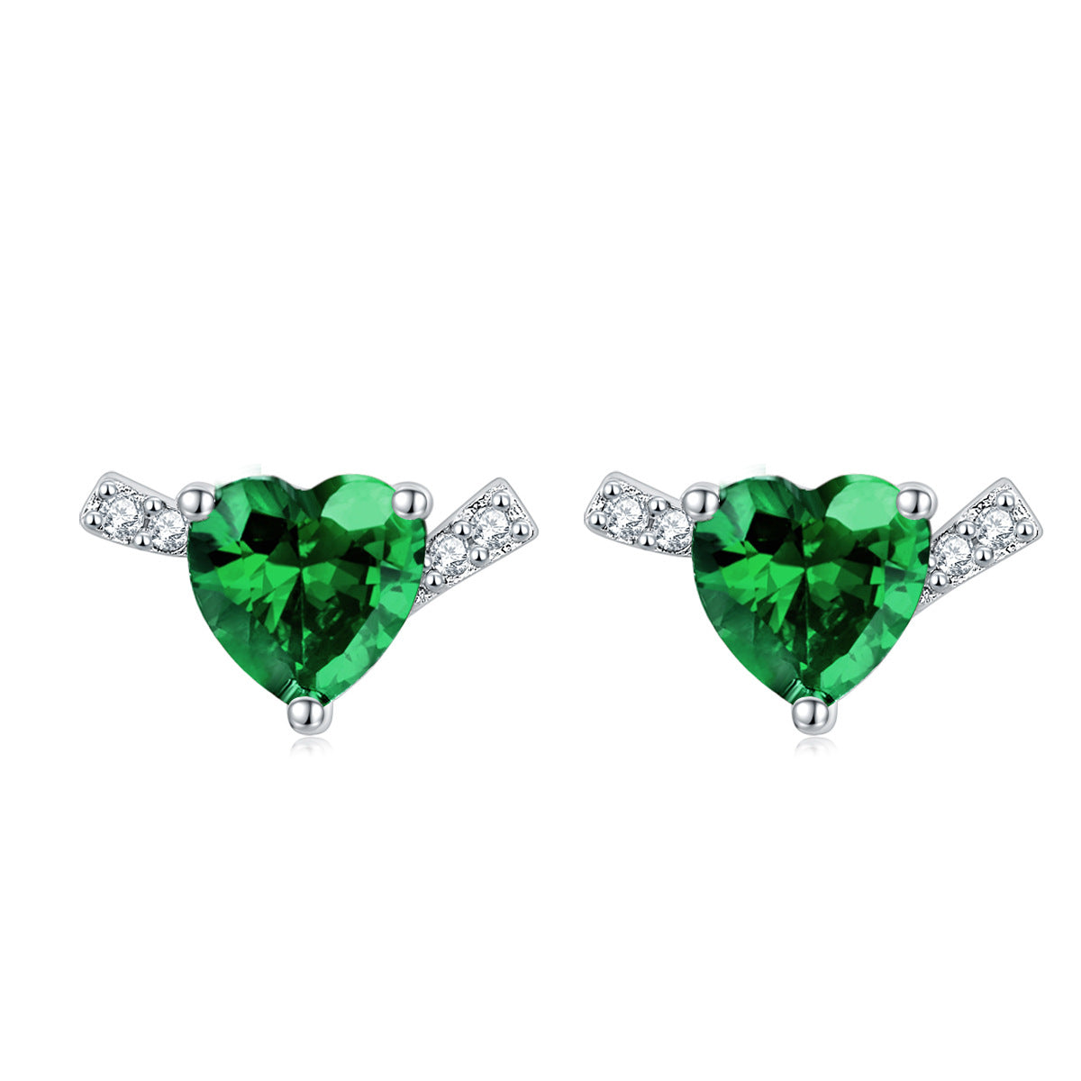 Heart Zircon silver studs earrings for women