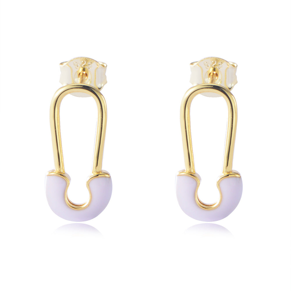 Paper Clip Silver Studs Earrings for Women