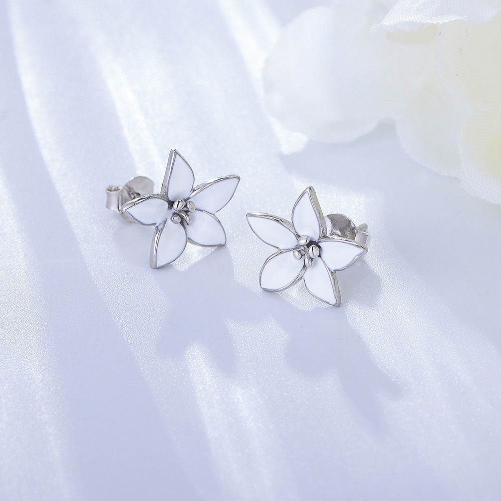 Retro Flowers Silver Studs Earrings for Women