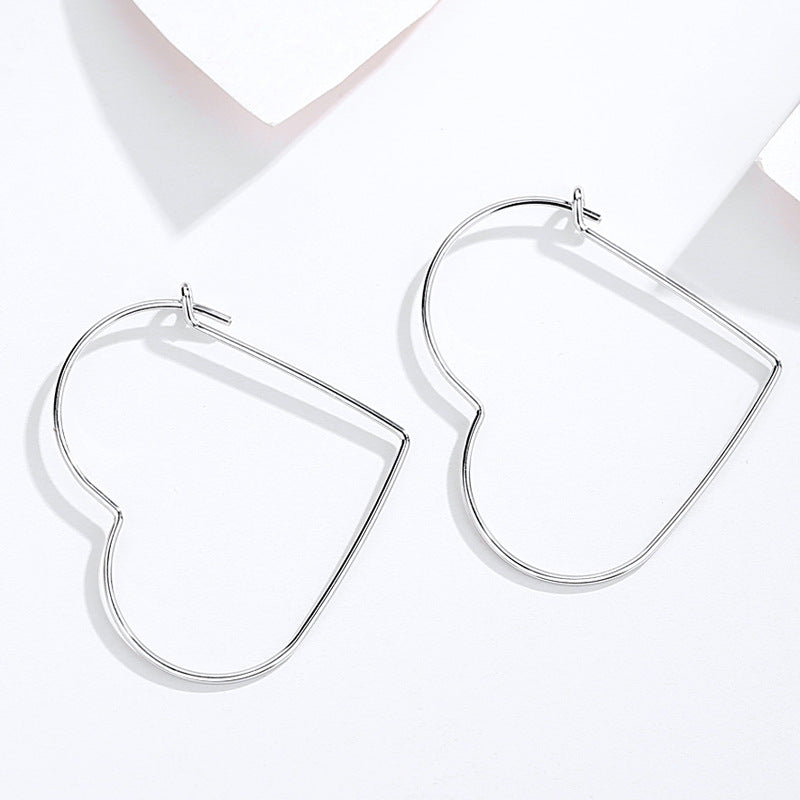 Heart Shape Silver Hoop Earrings for Women