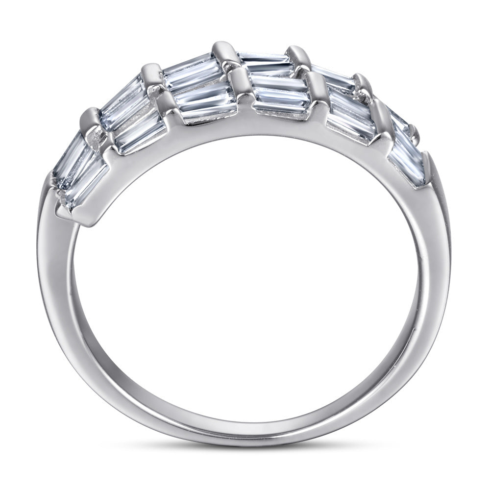 Snake Bones Design with Rectangular Zircon Silver Ring