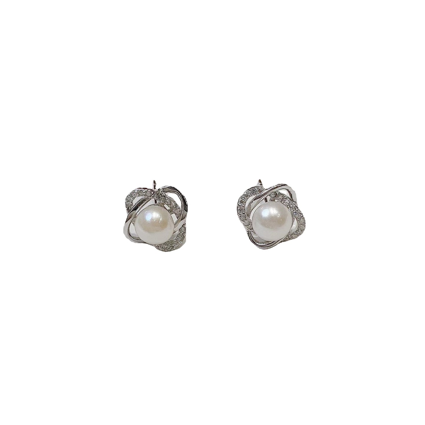 Freshwater Pearl Petal Silver Studs Earrings for Women