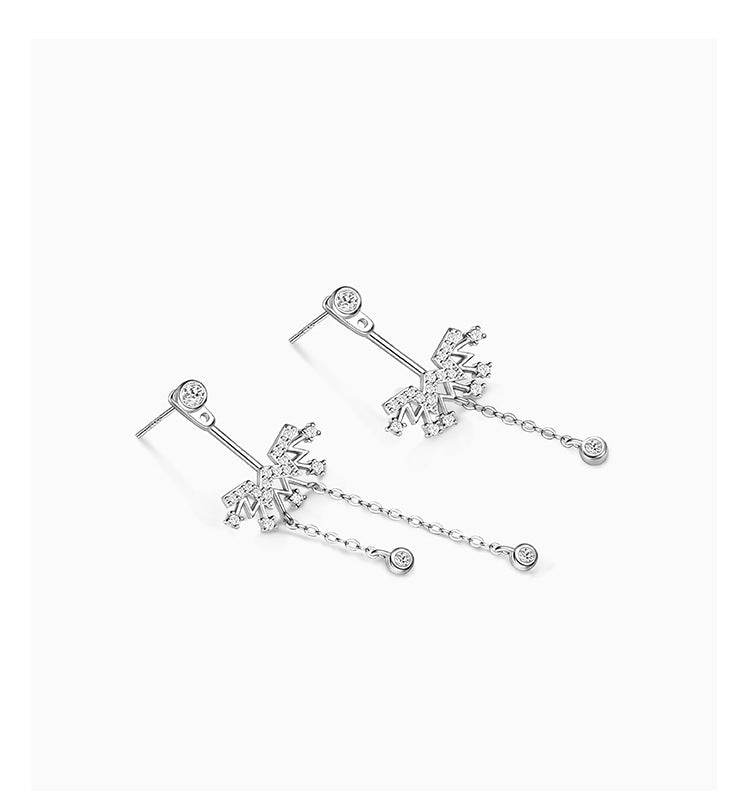 Asymmetric Tassel with Zircon Silver Drop Earrings for Women