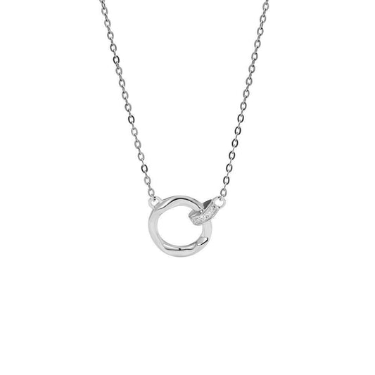 Ring with Ring Pendants 925 Silver Collarbone Necklace for Women