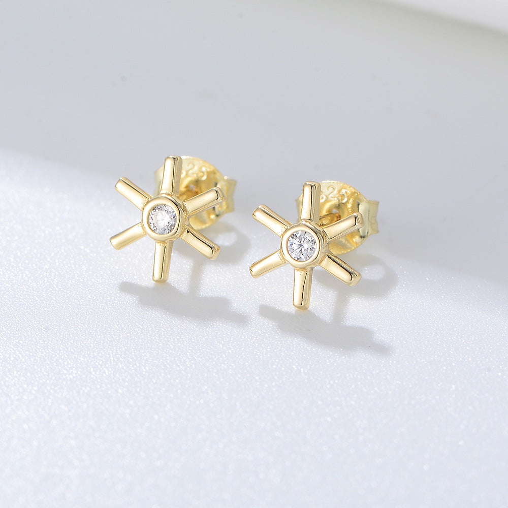 Helm with Zircon Silver Studs Earrings for Women