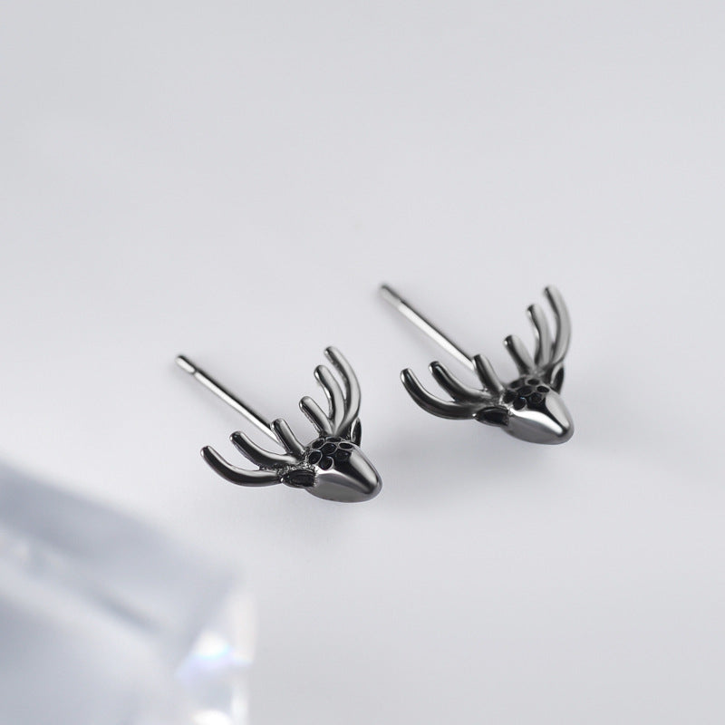 Elk Antler Silver Studs Earrings for Women